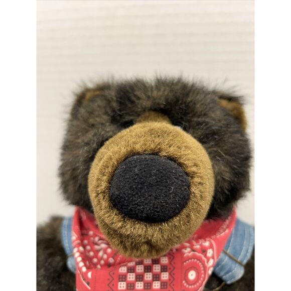 VTG Build A Bear Cub Med Size 19" Brown Plush Overalls Bandana NO BAB 0n Paws - Picture 3 of 9